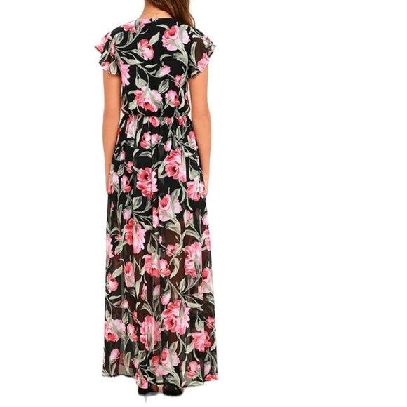 Lulu’s Small Where Wildflowers Grow Black Floral Print Maxi Dress P2 - Picture 3 of 5